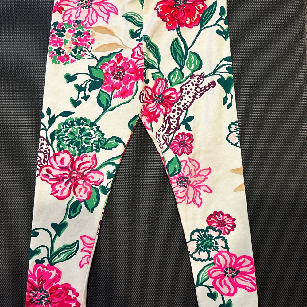 Lilly Pulitzer Pink and Green Floral Kids Leggings